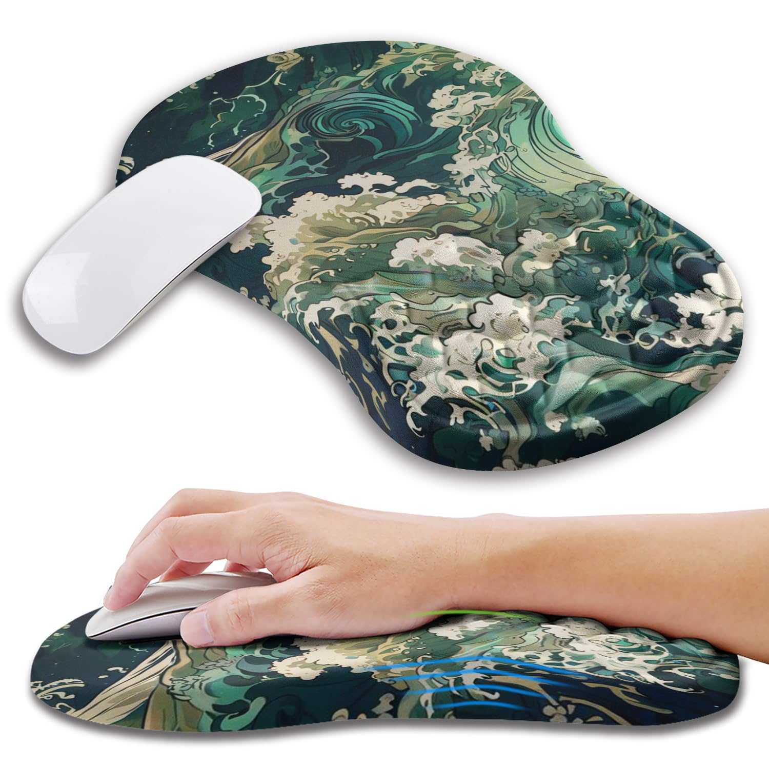 KUOSGM Ergonomic Gaming Mouse Pad with Memory Foam Wrist Rest