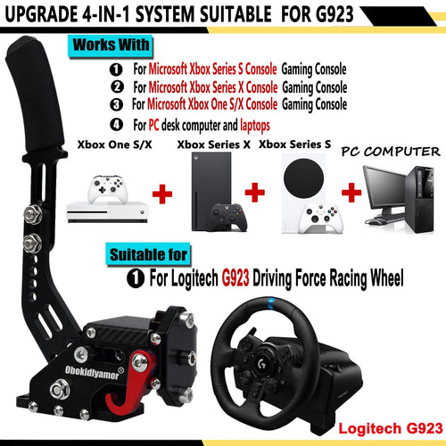 4-in-1 USB Handbrake Clamp for XBOX ONE/XBOX ONE Series : Compatible with Logitech G923(Advanced G920) - PC Handbrake for G27 G29 G920 G923 Thrusmsater T300 T500-Racing Game Handbrake Racing Wheel