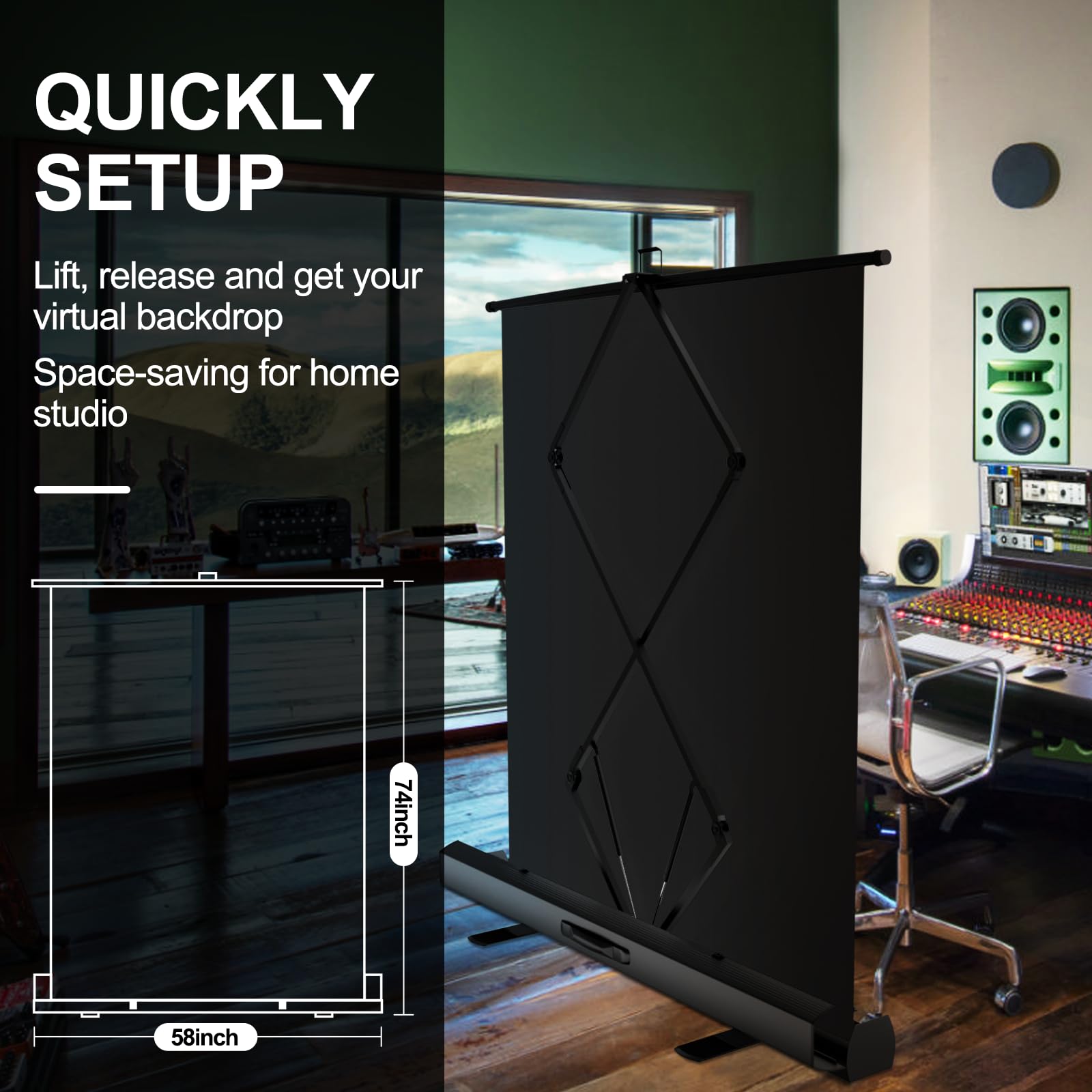 EMART Collapsible Chromakey Panel Green Screen for Background Removal, Portable & Retractable Wrinkle-Resistant Backdrop with Stand for Streaming, Photographic Studio, TikTok