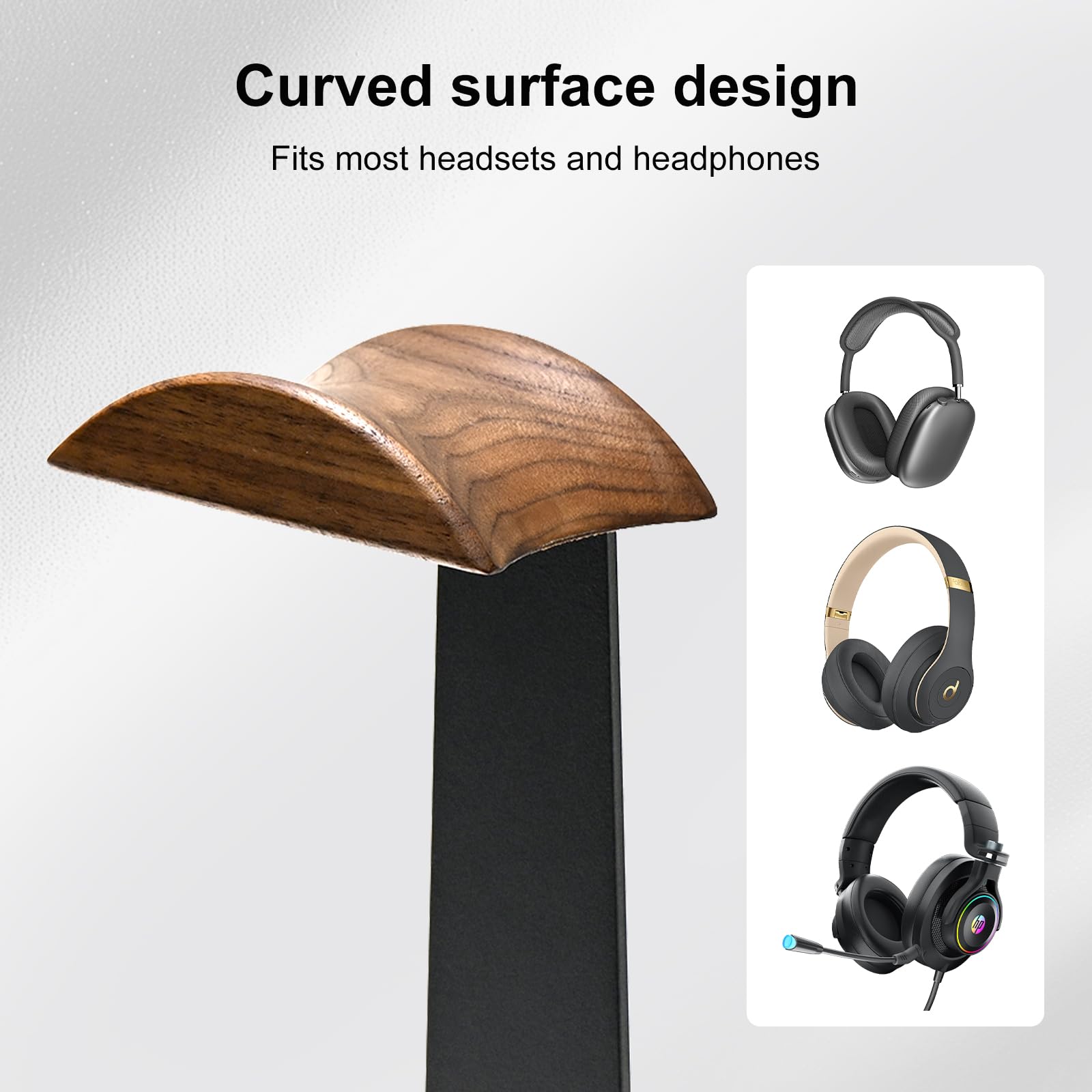 UPERGO Walnut Gaming Headset & Controller Stand with Storage