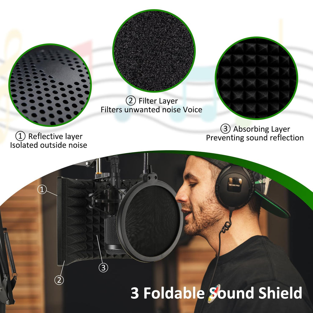 Frgyee Microphone Isolation Shield for Streaming & Recording
