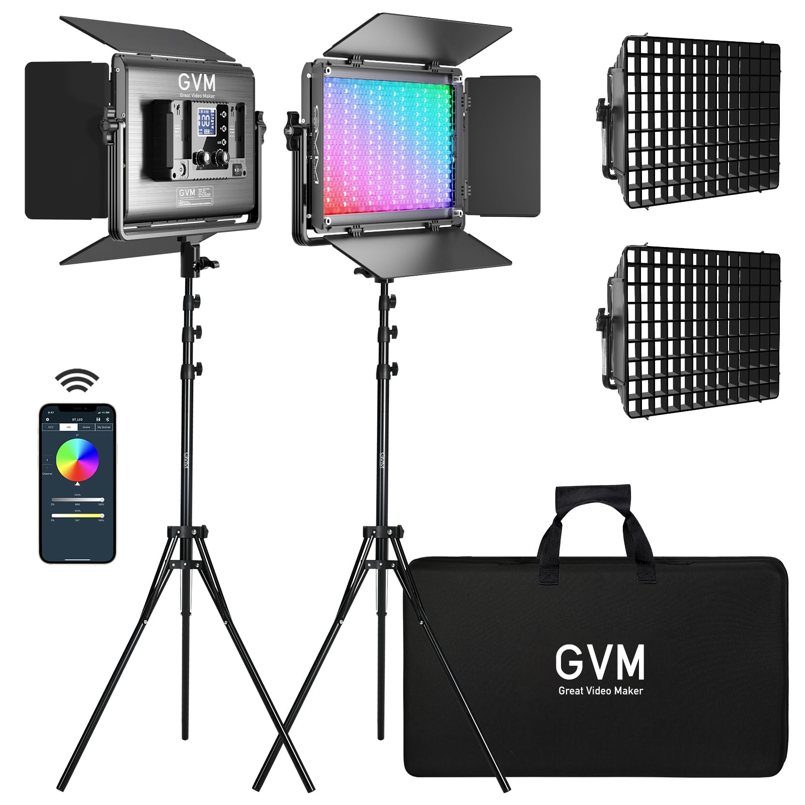 GVM 800D RGB LED Video Lighting Kit with App Control