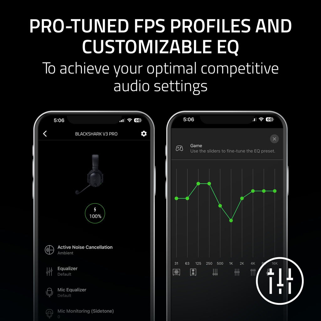 Razer BlackShark V3 Pro Wireless ANC Gaming Headset for PC: Full Band Mic - 50mm Drivers - 2.4 GHz, Bluetooth, USB, 3.5mm - Works with Mac, PS5, Nintendo Switch, Smartphone - 70 Hr Battery - White