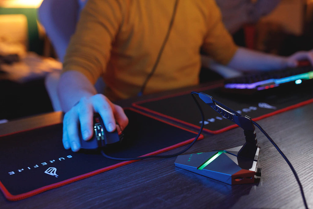 SureFire Axis Gaming Mouse Bungee Hub - 3X USB 3.2 GEN 1 Ports - Mouse Cable Holder Gaming - Mouse Bungee RGB - microSD - Cable-Holder Mouse - PC & Notebook - Gaming USB-hub I Powered by Verbatim