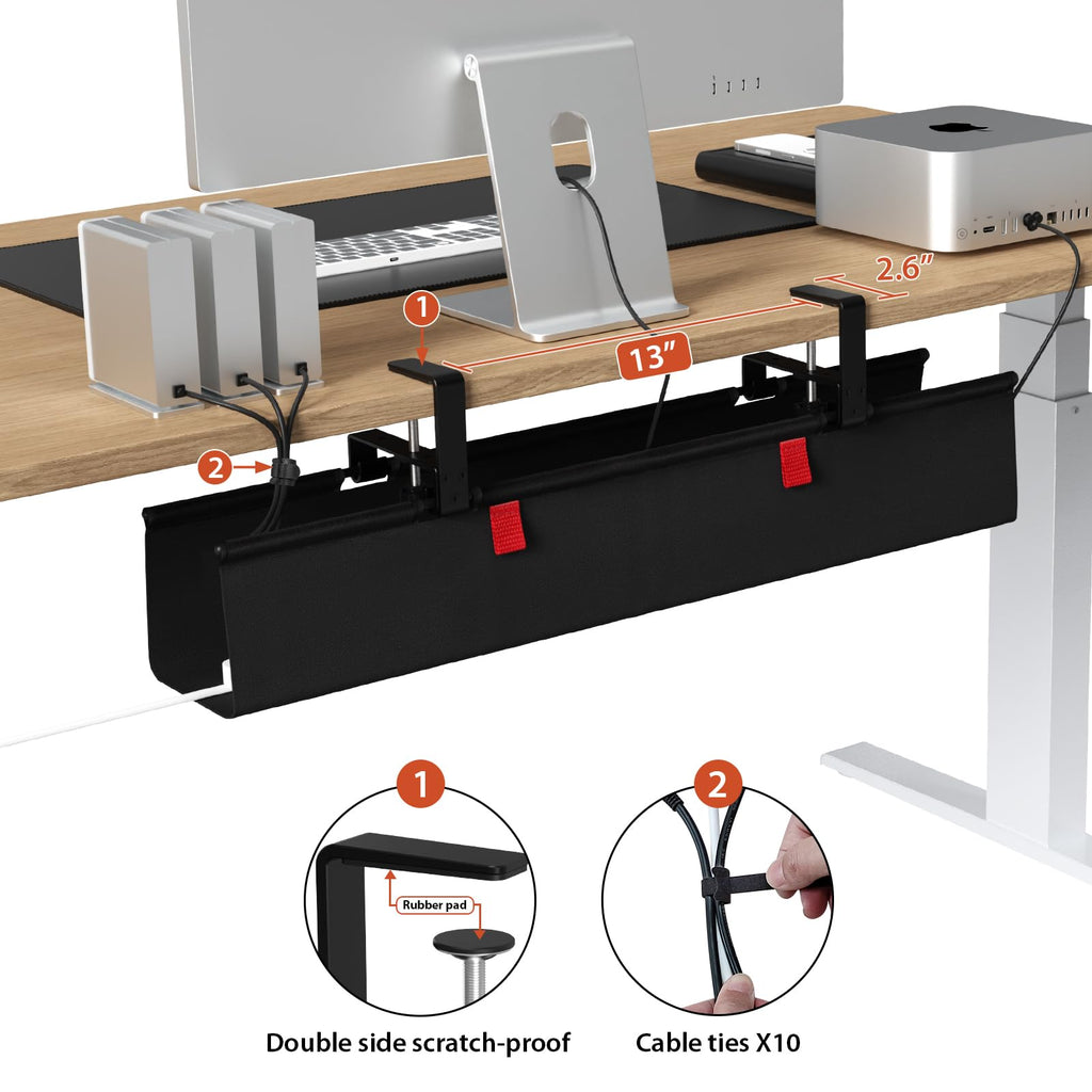 Under-Desk Cable Management Tray for Gaming Desks