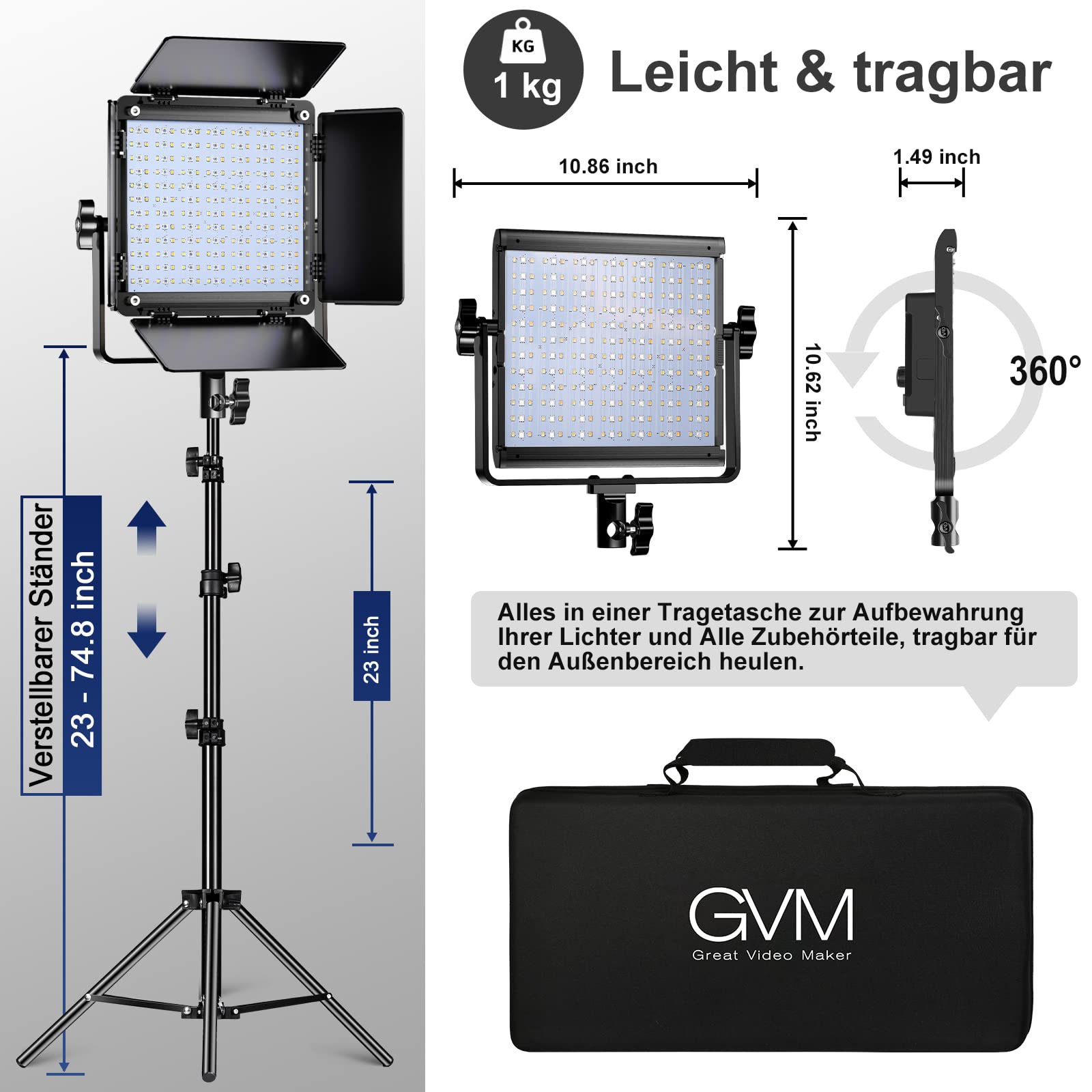 GVM 800D RGB Led Video Light, 2PCS Video Lighting Kit with APP Control, 40W Photography Lighting Led Panel Light with 18 Kinds of The Scene Lights for Studio YouTube, 3200K-5600K, CRI 97+