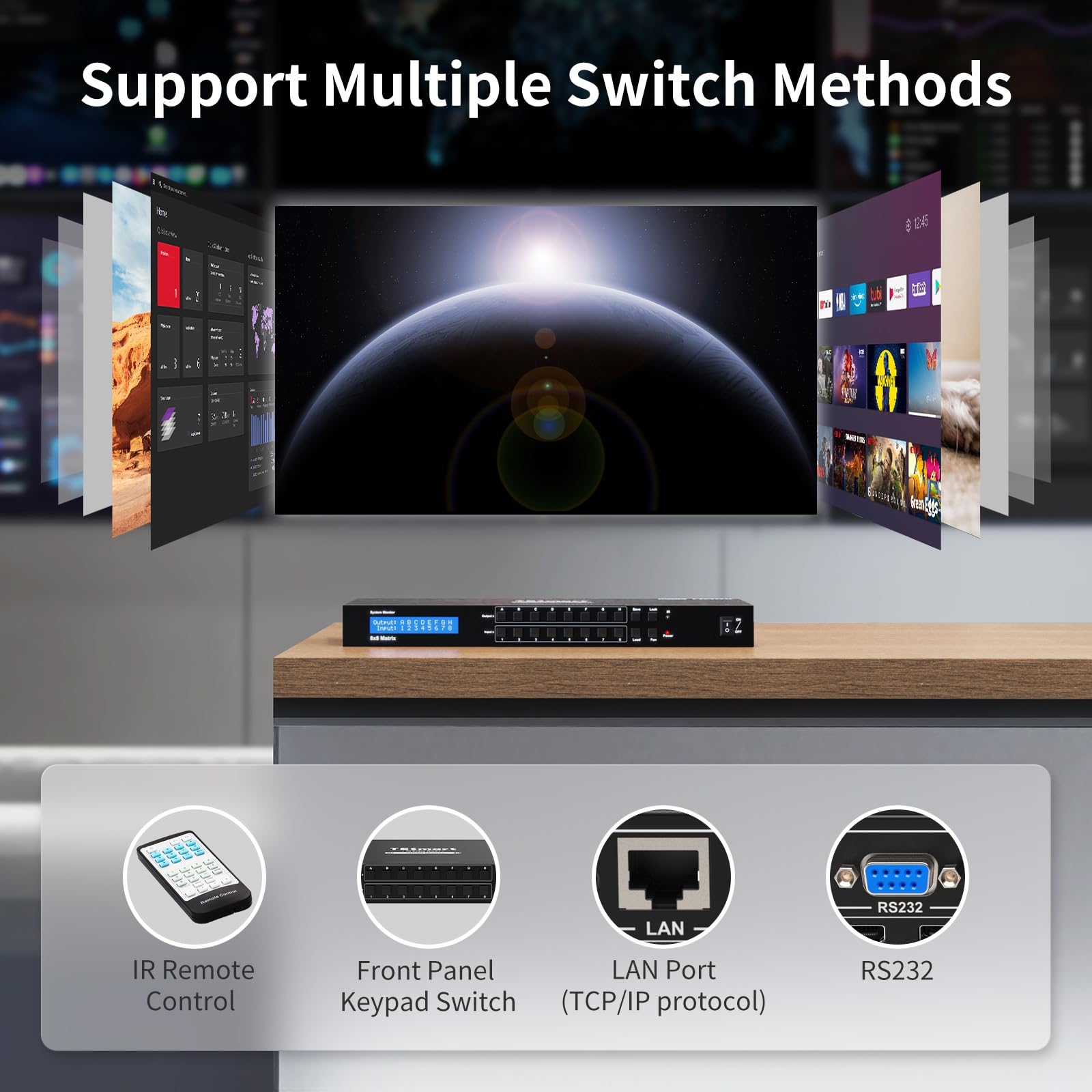 TESmart HDMI Matrix Switch Vedio Switcher Splitter Support Rack Mount, Ultra HD 4K