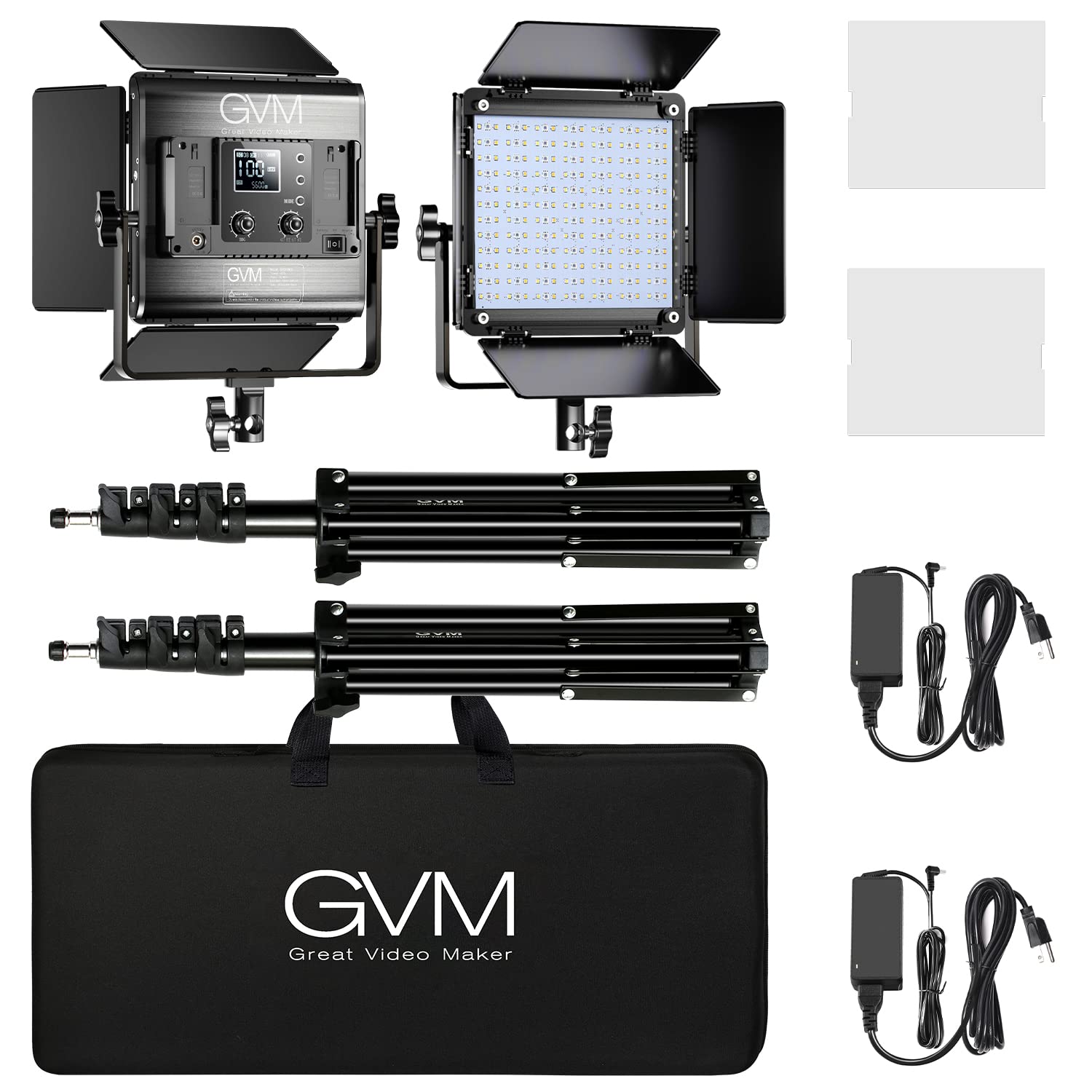 GVM 800D RGB Led Video Light, 2PCS Video Lighting Kit with APP Control, 40W Photography Lighting Led Panel Light with 18 Kinds of The Scene Lights for Studio YouTube, 3200K-5600K, CRI 97+