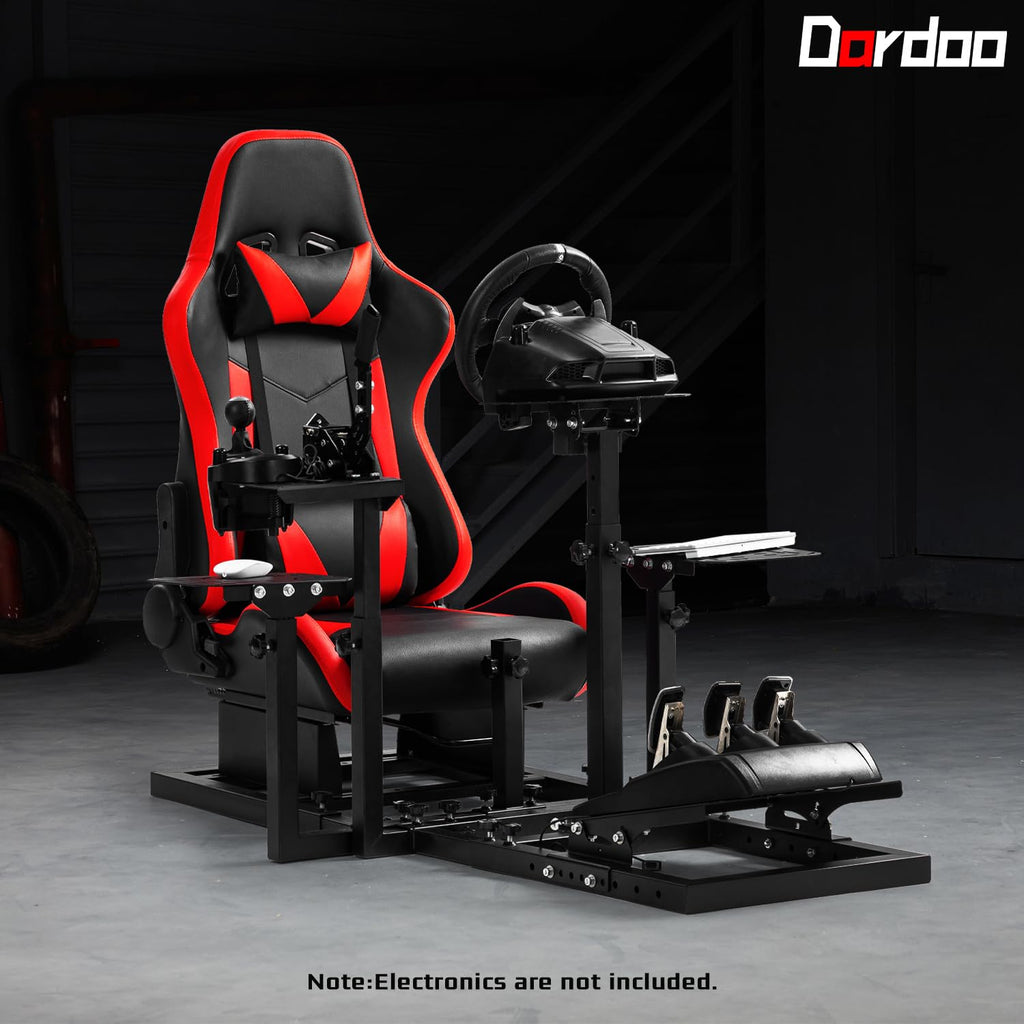 Dardoo Flight Racing Simulator Cockpit with Ergonomic Seat Fit for Logitech G29 G923, for Thrustmaster T150 Hotas Warthog,Adjustable Steering Wheel Stand,Excluding Wheel,Pedal,Handbrake & Joystick
