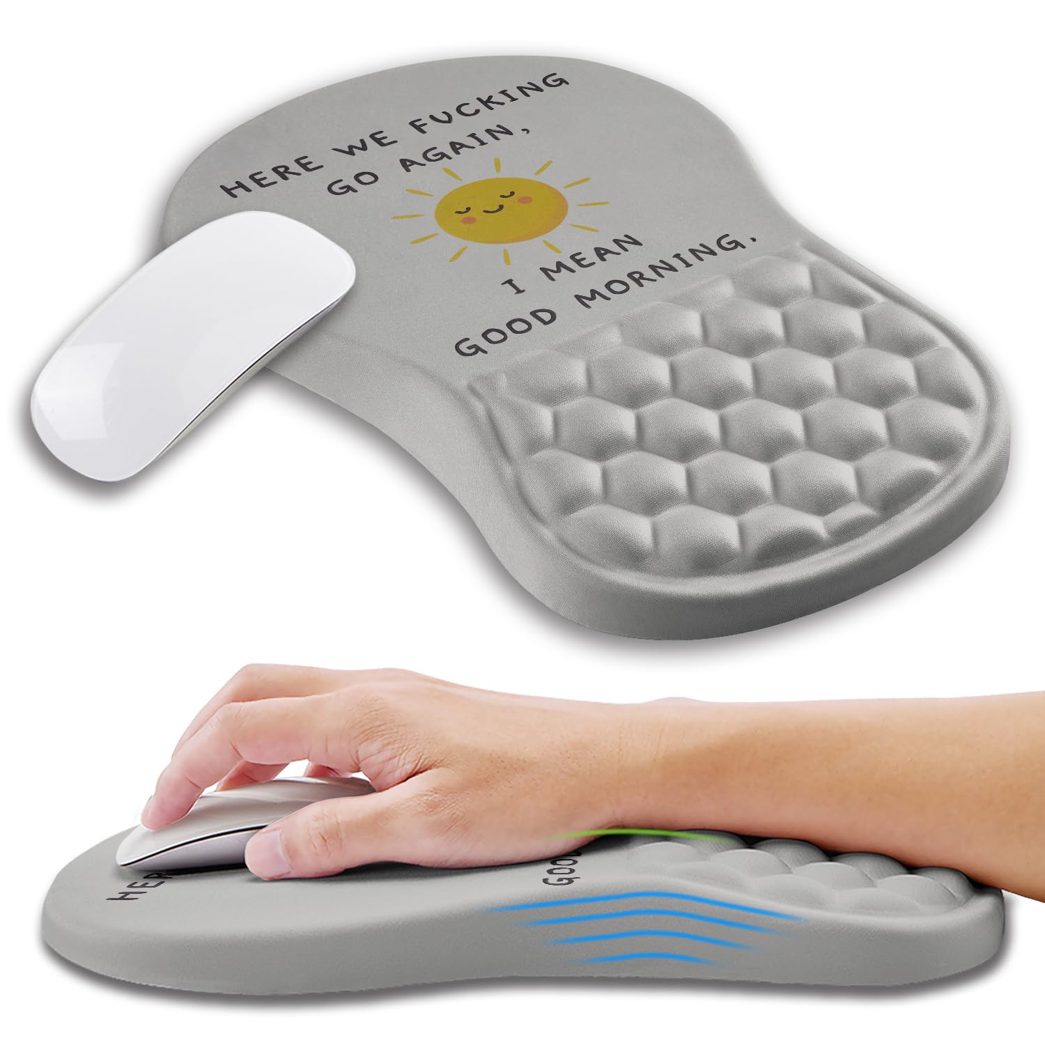 KUOSGM Ergonomic Gaming Mouse Pad with Memory Foam Wrist Rest