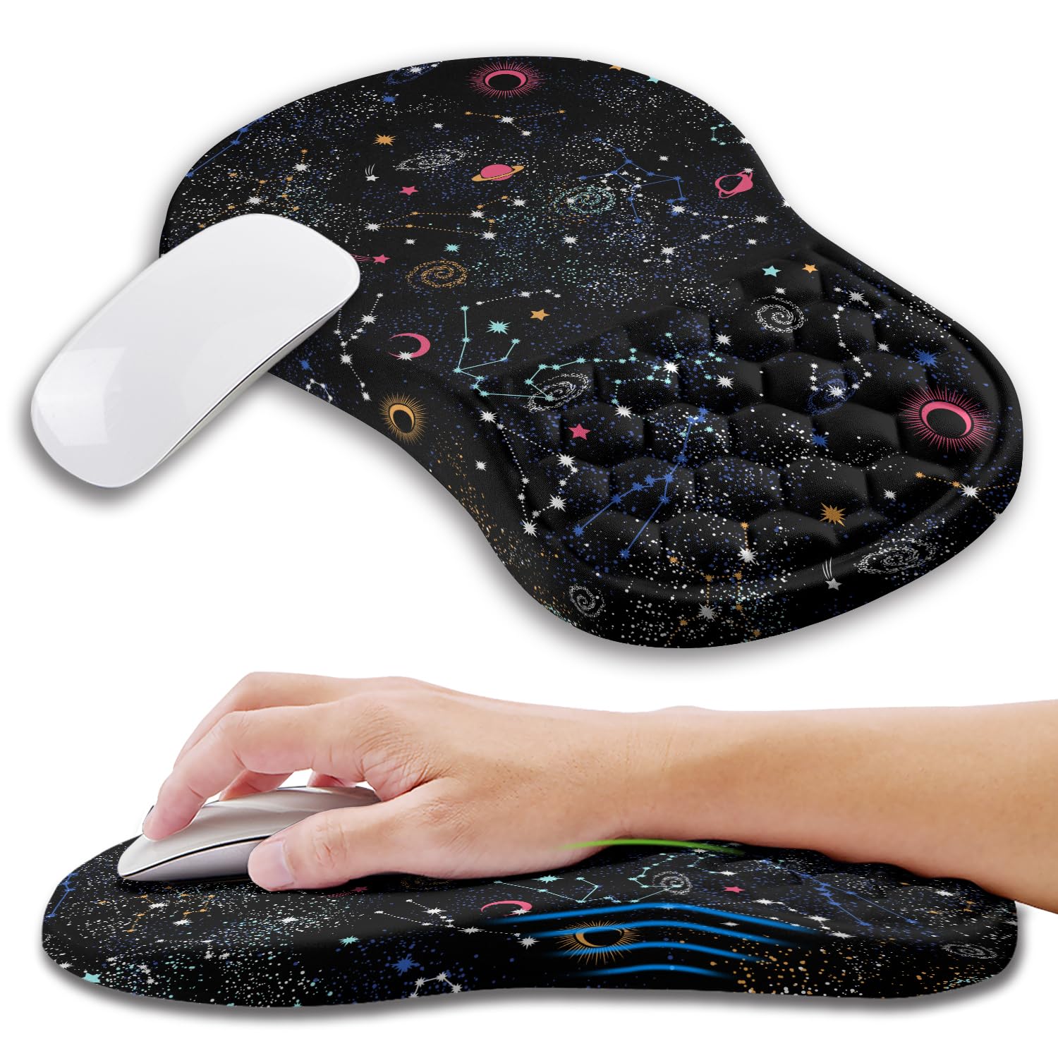 KUOSGM Ergonomic Gaming Mouse Pad with Memory Foam Wrist Rest