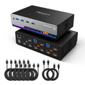 TESmart 8K@60Hz DP KVM Switch 3 Monitors 2 Computers USB 3.0, KVM Switch Triple Monitor 2 Computers DisplayPort 1.4, Support EDID, 1G Ethernet, Hotkey Switch, 4K@144Hz 2K@144Hz for Gaming&Home Office
