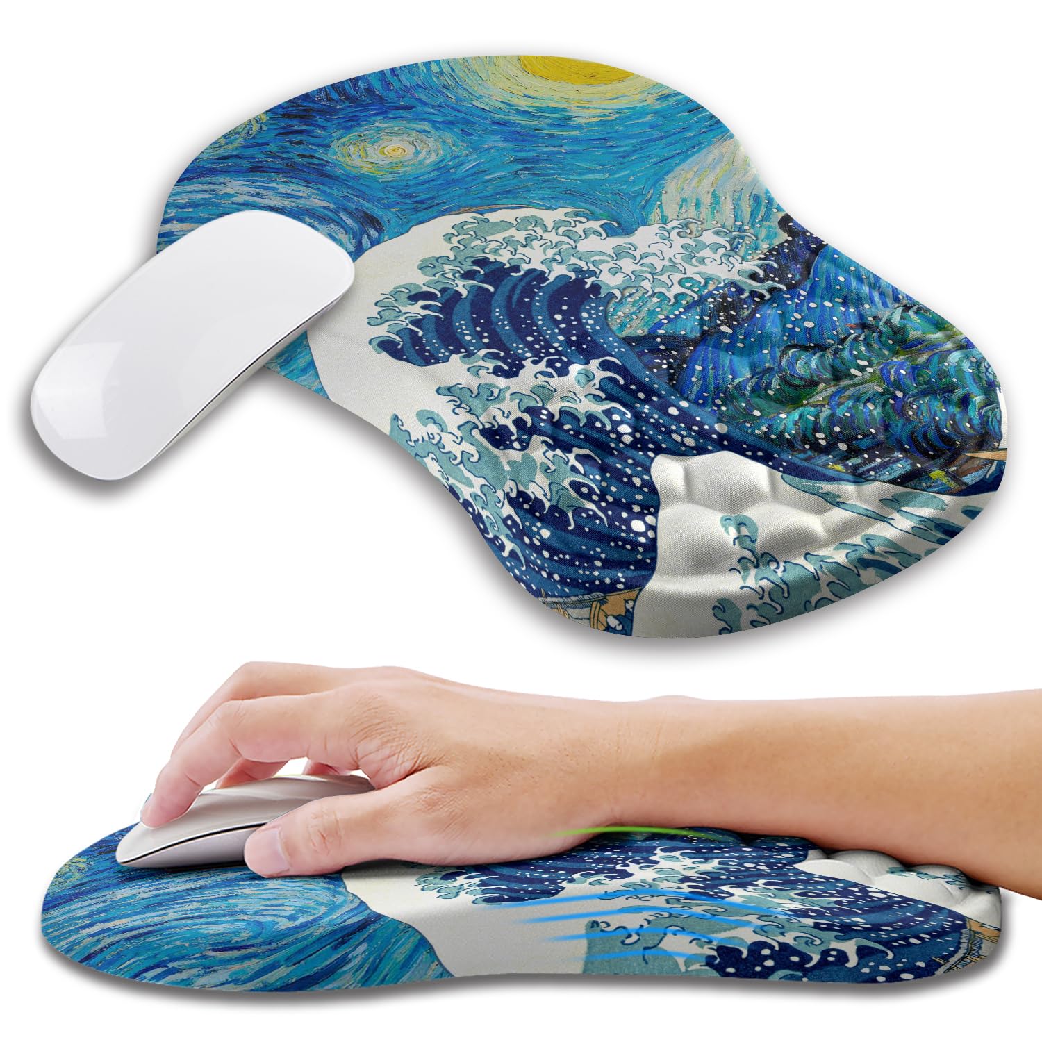 KUOSGM Ergonomic Gaming Mouse Pad with Memory Foam Wrist Rest