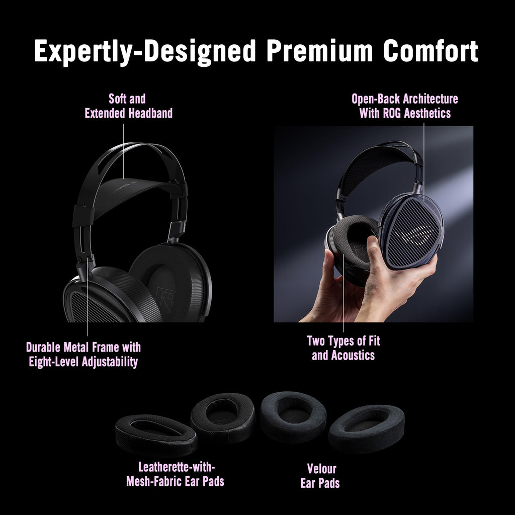 ASUS ROG Kithara Gaming/Audiophile Open-Back Wired Headphones with Mic – ROG-Tuned HIFIMAN Planar Magnetic Drivers, Adjustable Headband, Extra Ear Pads, Compatible with DACs, Amps, PC, Console, Mobile