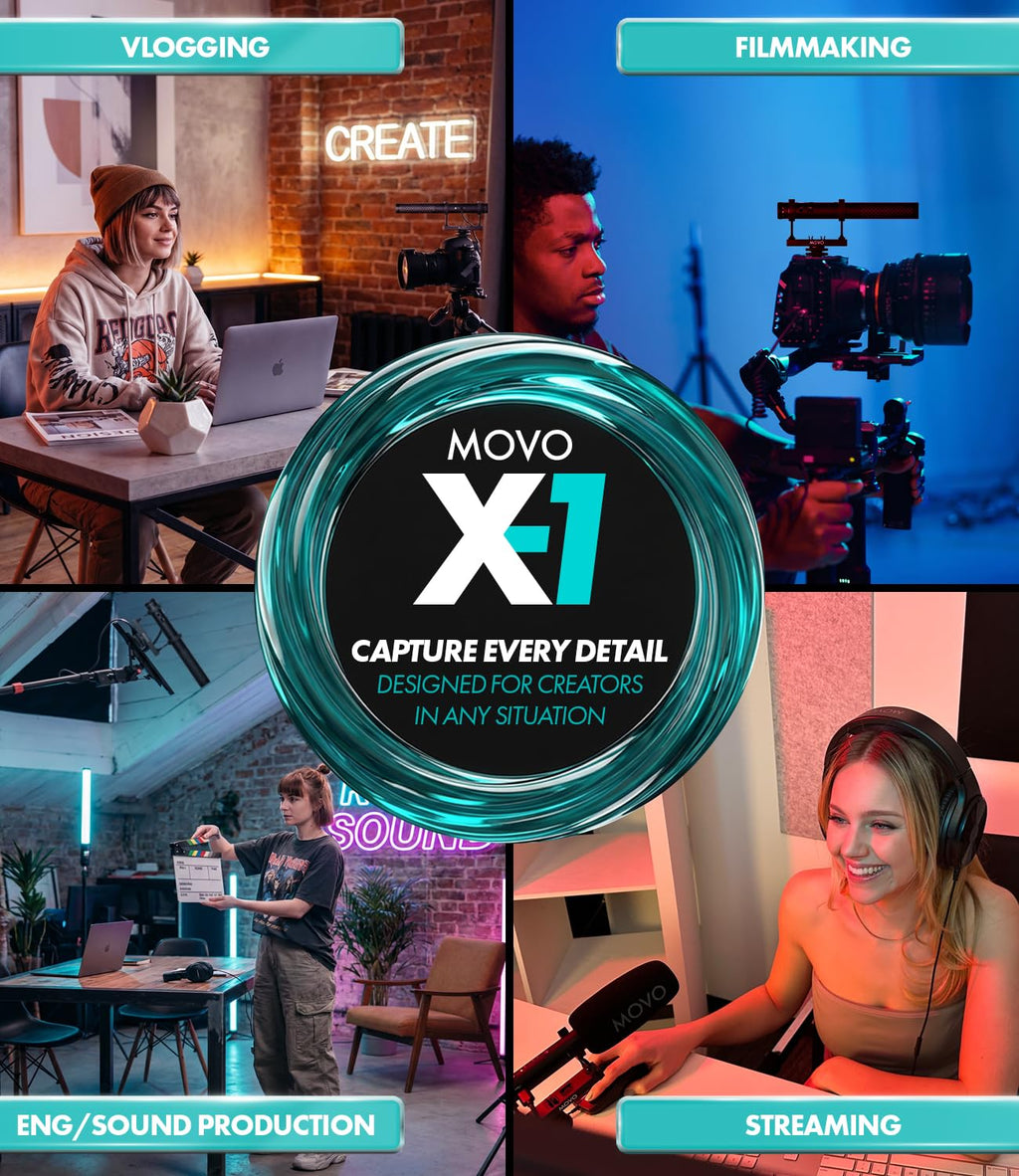 Movo X1 Supercardioid Shotgun Microphone - 3.5mm/XLR/USB-C Camera Mic for DSLR, Smartphones, and Computers - Professional Boom Microphone with Advanced Audio Controls, Tripod, and Accessories