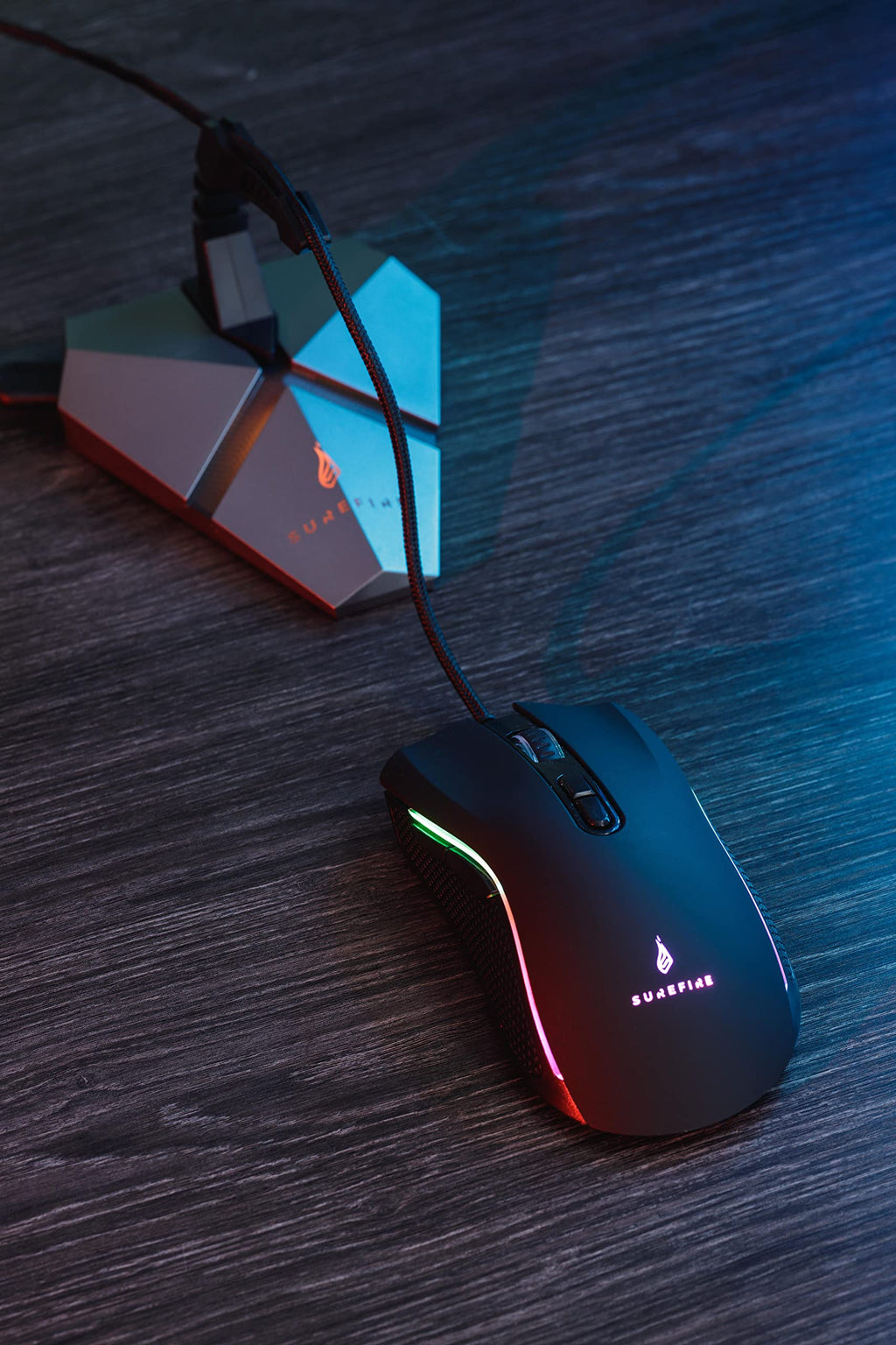 SureFire Axis Gaming Mouse Bungee Hub - 3X USB 3.2 GEN 1 Ports - Mouse Cable Holder Gaming - Mouse Bungee RGB - microSD - Cable-Holder Mouse - PC & Notebook - Gaming USB-hub I Powered by Verbatim