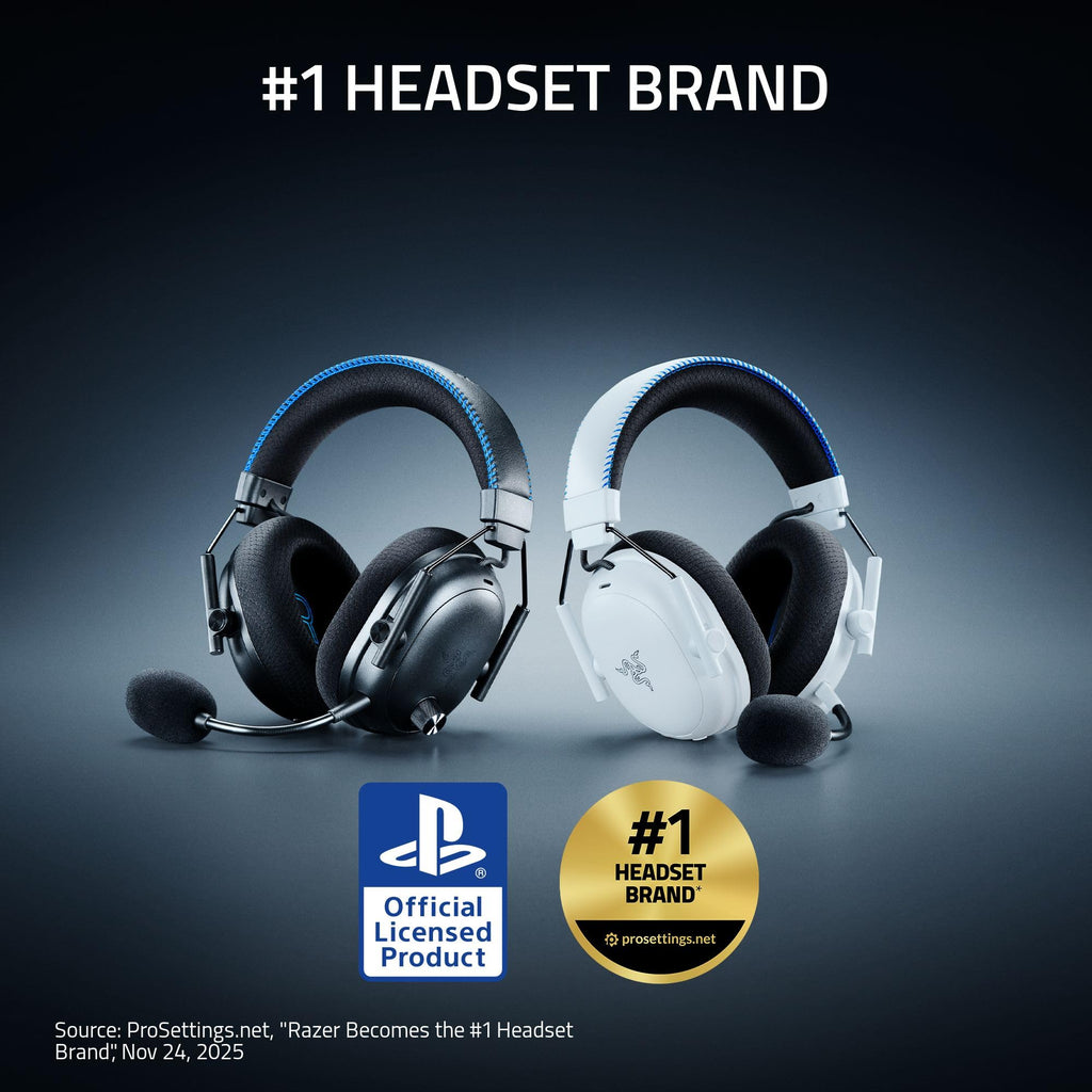 Razer BlackShark V3 Pro Wireless ANC Gaming Headset for PC: Full Band Mic - 50mm Drivers - 2.4 GHz, Bluetooth, USB, 3.5mm - Works with Mac, PS5, Nintendo Switch, Smartphone - 70 Hr Battery - White