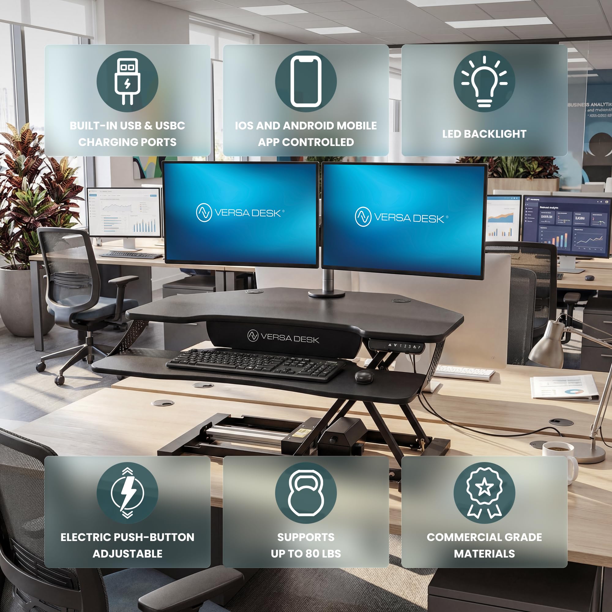 VERSADESK PowerPro Elite Smart Corner Standing Desk Converter