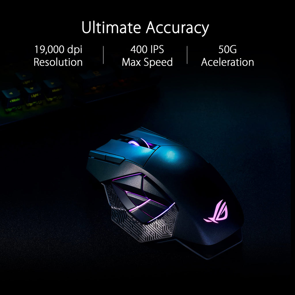 ASUS ROG Harpe Ace Aim Lab Edition Gaming Mouse, 54 g Ultra-Lightwieght, Connectivity (2.4GHz RF, Bluetooth, Wired), 36K DPI Sensor, 5 Programmable Buttons, ROG SpeedNova, Esports & FPS Gaming, Black