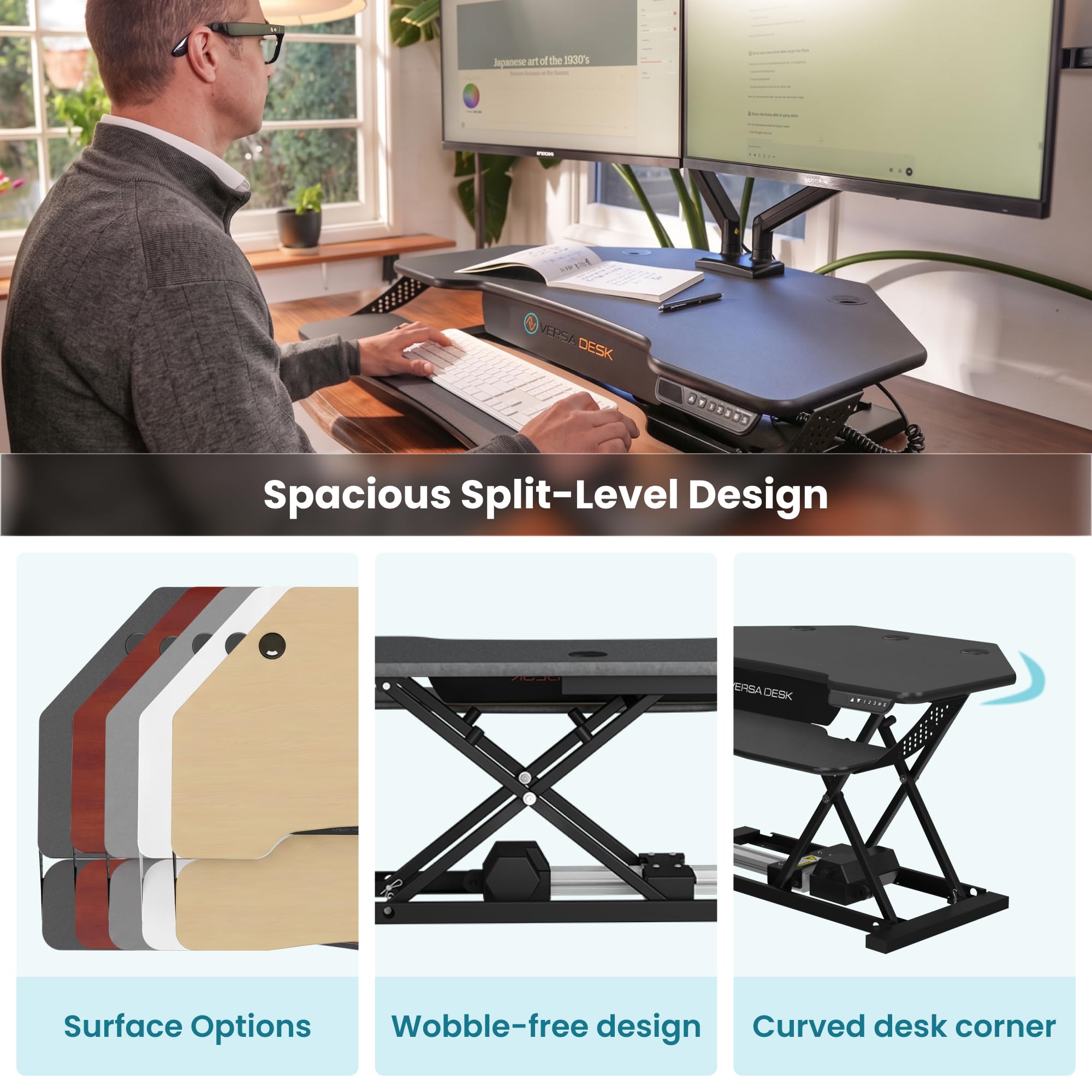 VERSADESK PowerPro Elite Smart Corner Standing Desk Converter