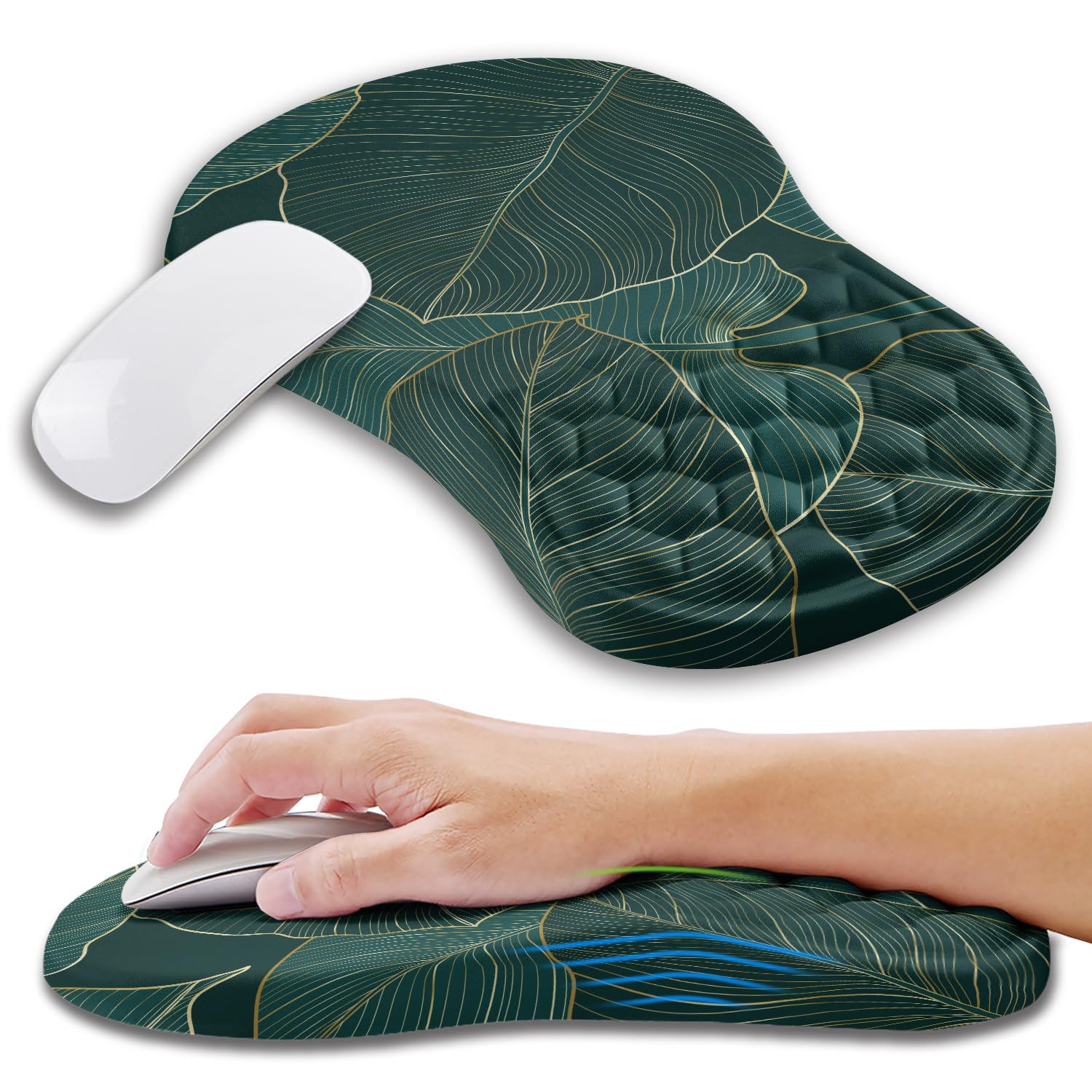 KUOSGM Ergonomic Gaming Mouse Pad with Memory Foam Wrist Rest