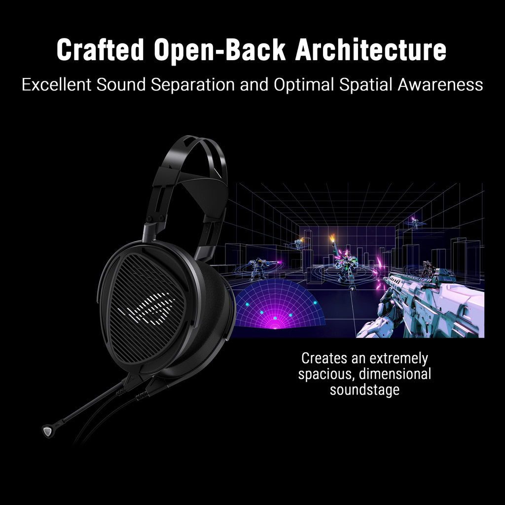 ASUS ROG Kithara Gaming/Audiophile Open-Back Wired Headphones with Mic – ROG-Tuned HIFIMAN Planar Magnetic Drivers, Adjustable Headband, Extra Ear Pads, Compatible with DACs, Amps, PC, Console, Mobile