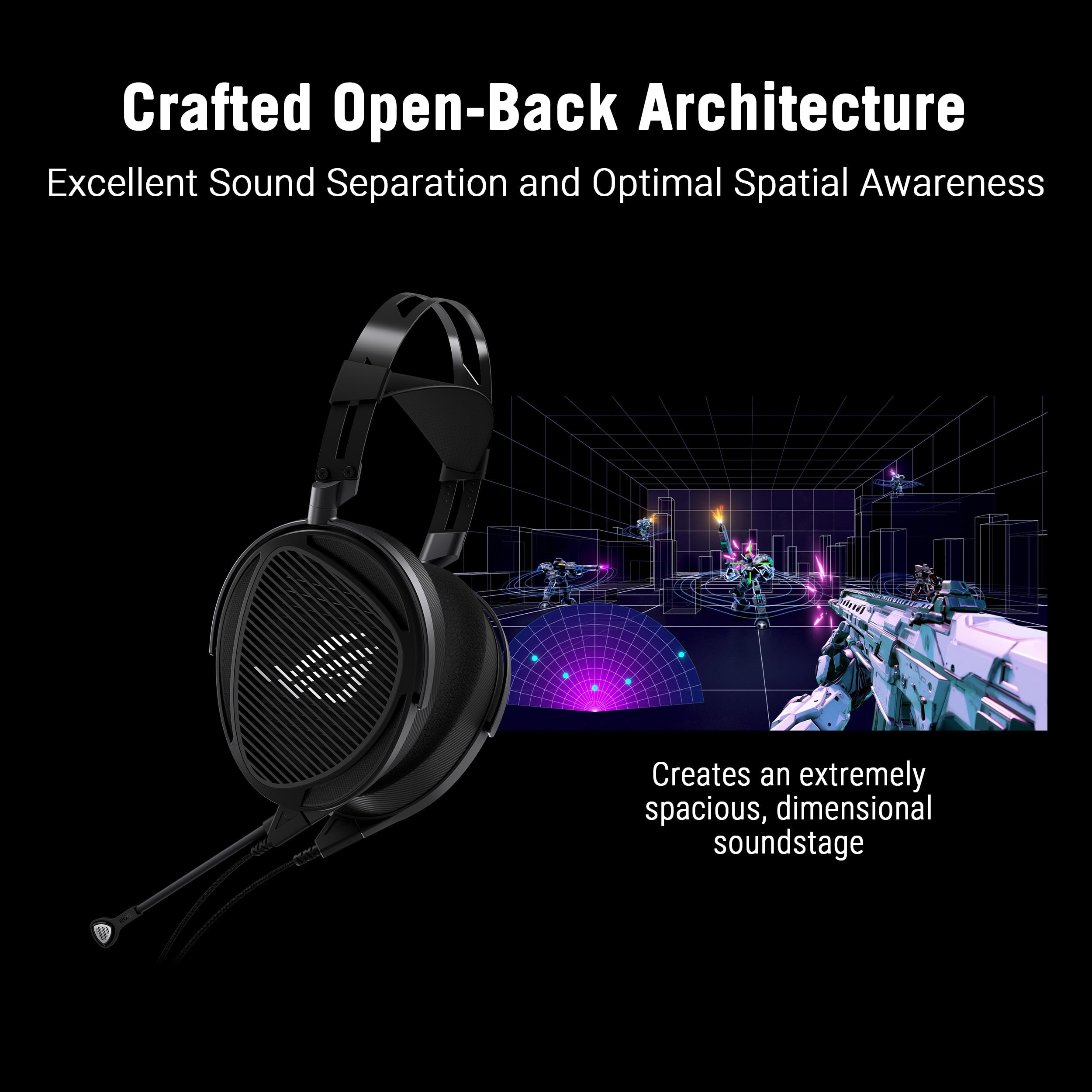 ASUS ROG Kithara Gaming/Audiophile Open-Back Wired Headphones with Mic – ROG-Tuned HIFIMAN Planar Magnetic Drivers, Adjustable Headband, Extra Ear Pads, Compatible with DACs, Amps, PC, Console, Mobile