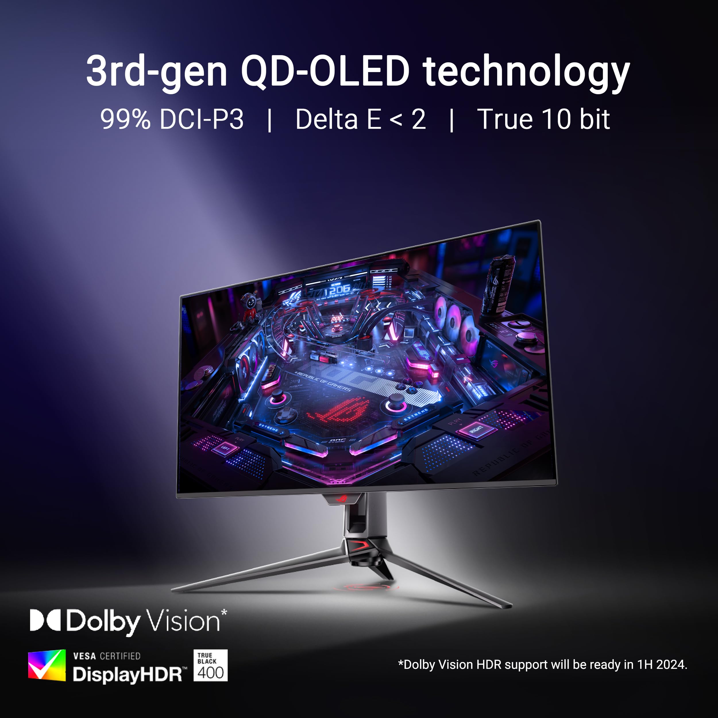 ASUS ROG Swift OLED PG32UCDM Gaming Monitor ― 32 Inch, 4K QD-OLED Panel (3840 x 2160), 240 Hz, 0.03 ms (GTG), G-Sync® Compatible, Custom Heat Sink, 99% DCI-P3, 90W Type-C®