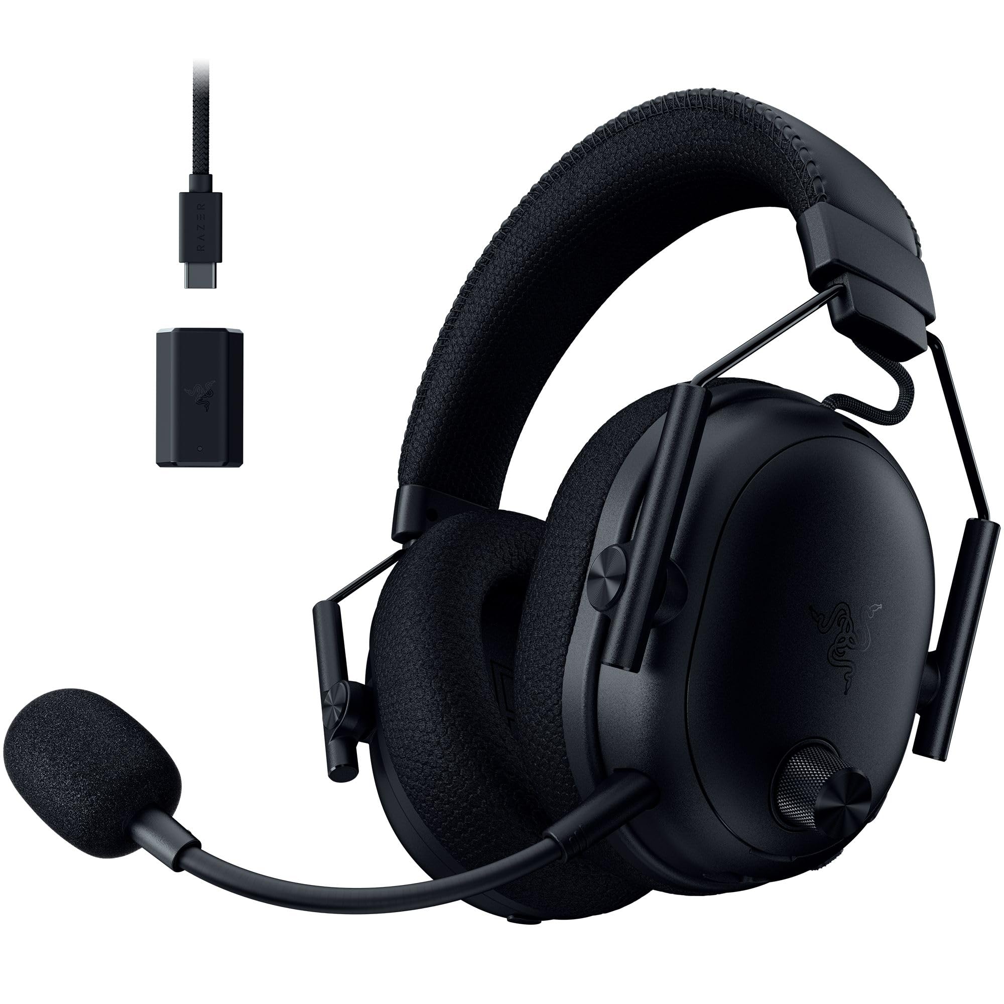 Razer BlackShark V3 Pro Wireless ANC Gaming Headset for PC: Full Band Mic - 50mm Drivers - 2.4 GHz, Bluetooth, USB, 3.5mm - Works with Mac, PS5, Nintendo Switch, Smartphone - 70 Hr Battery - White