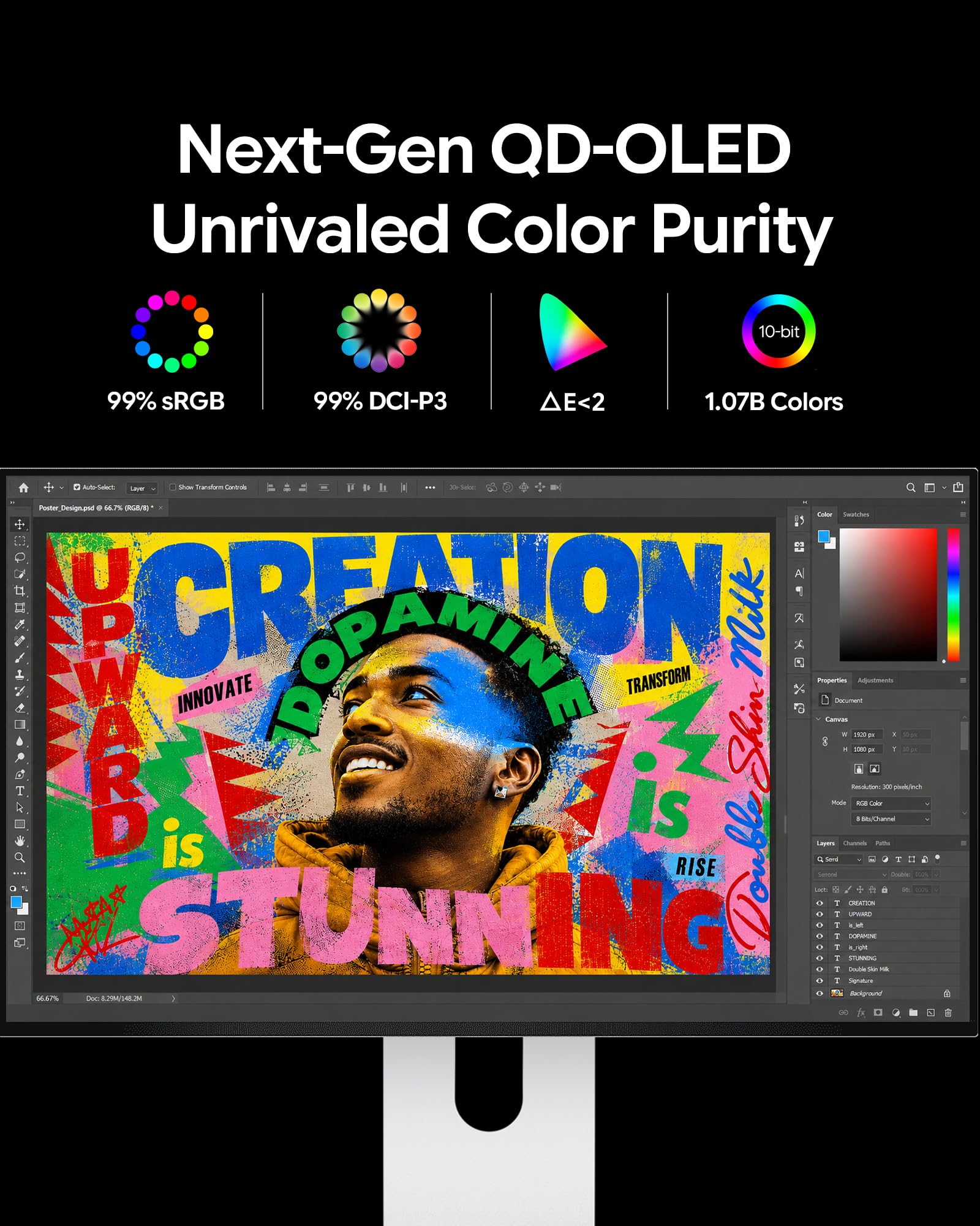 Kuycon K500 27 inch 2K QHD Monitor, OLED Glossy Panel