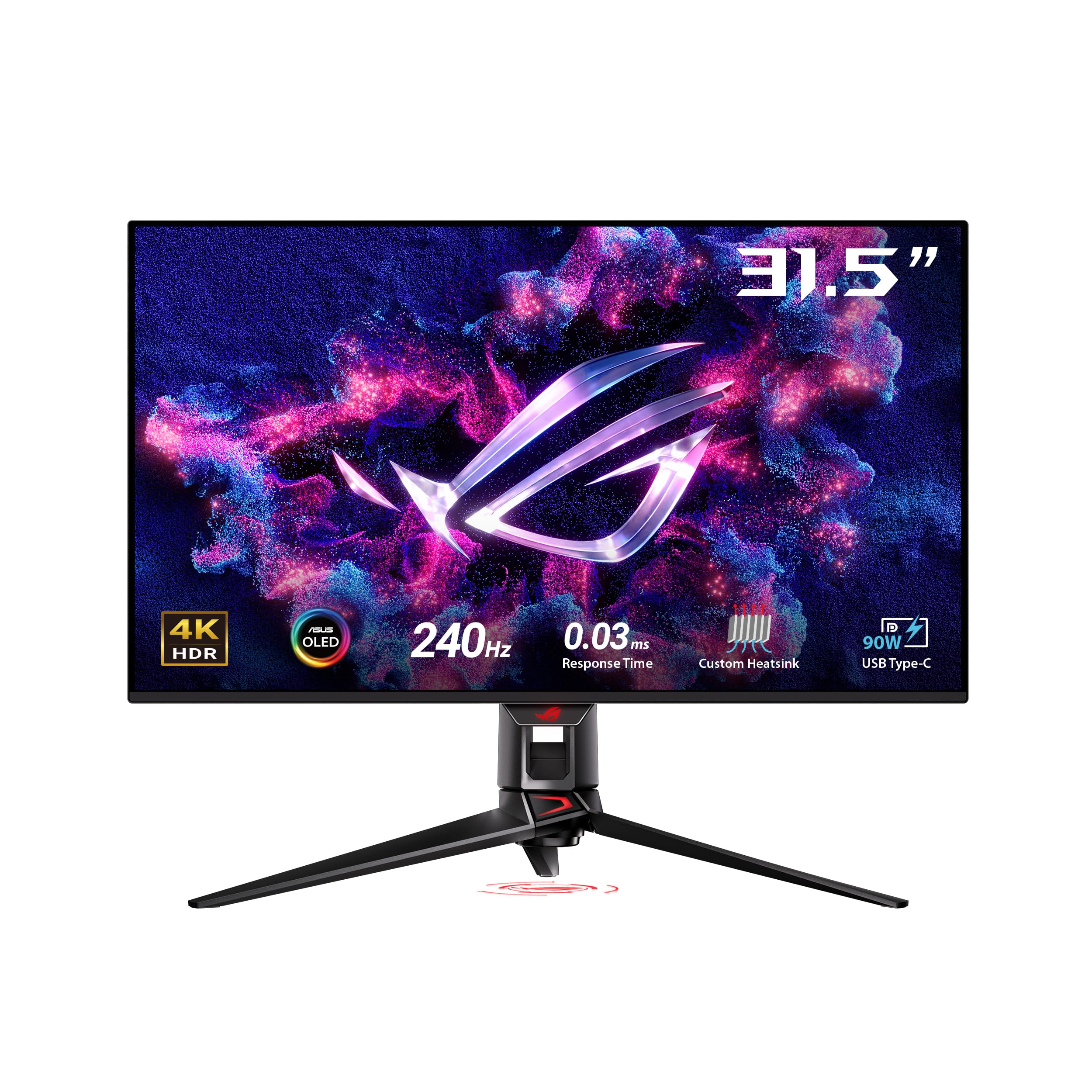 ASUS ROG Swift OLED PG32UCDM Gaming Monitor ― 32 Inch, 4K QD-OLED Panel (3840 x 2160), 240 Hz, 0.03 ms (GTG), G-Sync® Compatible, Custom Heat Sink, 99% DCI-P3, 90W Type-C®