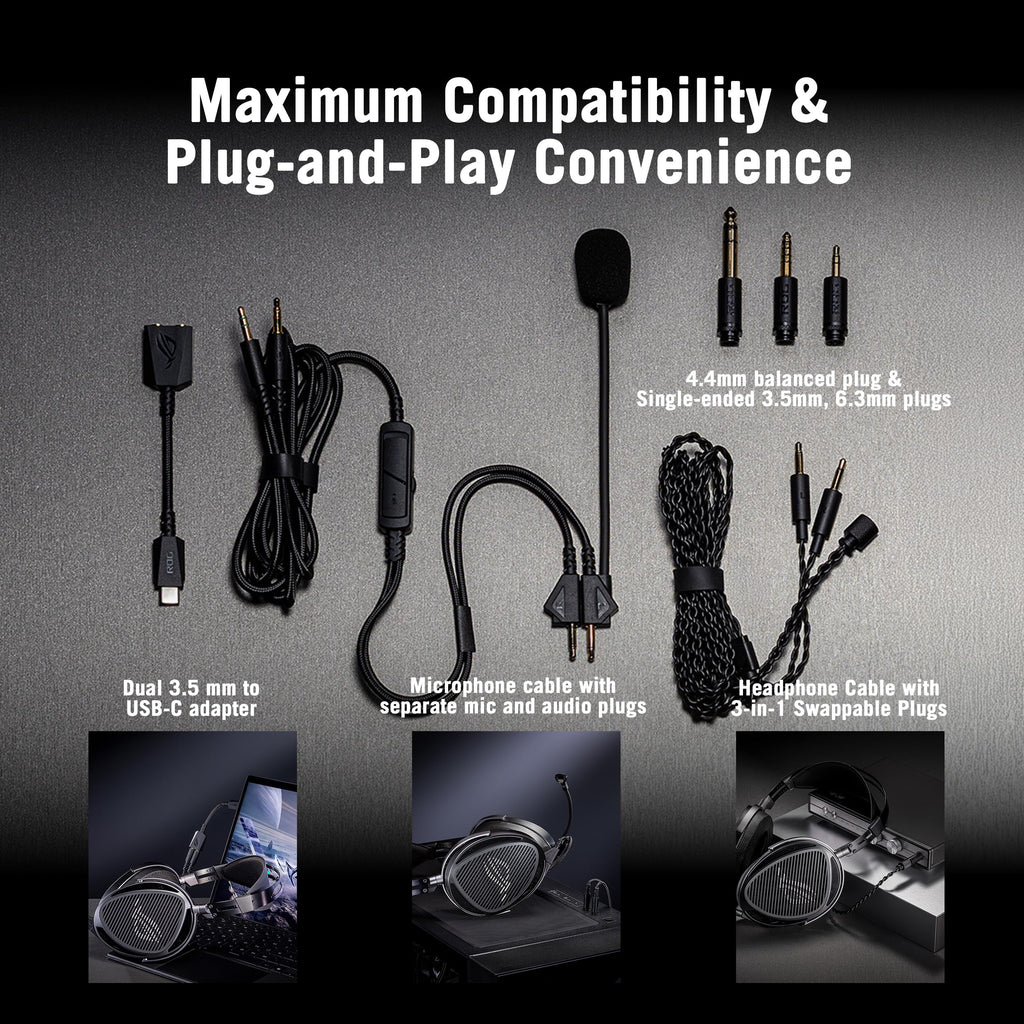 ASUS ROG Kithara Gaming/Audiophile Open-Back Wired Headphones with Mic – ROG-Tuned HIFIMAN Planar Magnetic Drivers, Adjustable Headband, Extra Ear Pads, Compatible with DACs, Amps, PC, Console, Mobile