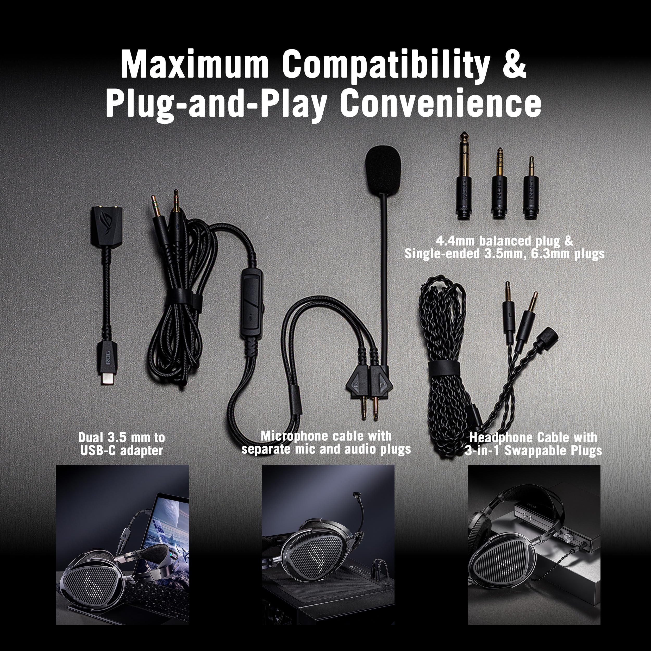 ASUS ROG Kithara Gaming/Audiophile Open-Back Wired Headphones with Mic – ROG-Tuned HIFIMAN Planar Magnetic Drivers, Adjustable Headband, Extra Ear Pads, Compatible with DACs, Amps, PC, Console, Mobile